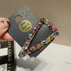 Glänzende Strass geometrische Haarklammer mit bunten Kristallen für Damen schöne Ponys.