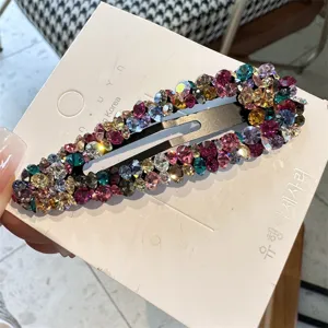 Bunte Strass-Haarspange mit funkelnden Kristallen, geometrische Haar-Accessoires für Damen.