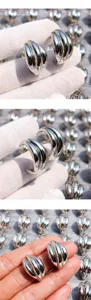 European American niche wave streamline geometric metal exaggerated earrings for women daily wear