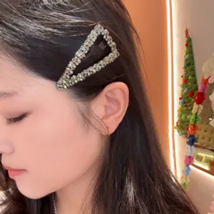 Elegante Dreieck Strass Haarklammer, glitzernde Kristall geometrische Seiten Haarspange Damen.