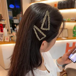 Glitzernde Strass geometrische Haarklammern für Damen Dreieck Haarnadeln Kopfschmuck