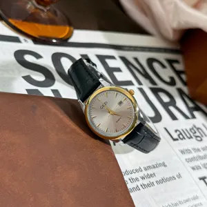 Gedi Luxury Genuine Leather Quartz Watch For Couples Business Minimalist Waterproof Wristwatch With Date Calendar Window Display