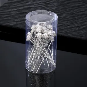Élégant ensemble d'épingles à cheveux fleurs perles de mariée en boîte cylindre transparente
