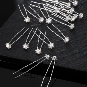 20pcs Épingles à Cheveux Perle Strass Mariage Mariée Fleur U-Forme Accessoires Cheveux