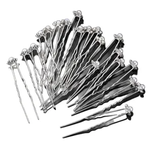 20pcs Épingles à Cheveux en Perle et Strass en Forme de U Accessoires de Coiffure Mariage