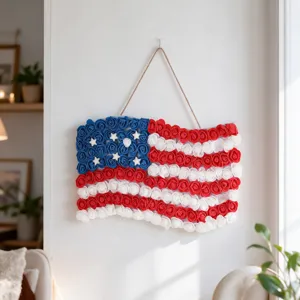 Amerikanische Flagge Türbehang Dekoration aus PU künstlichen Rosen für Unabhängigkeitstag.