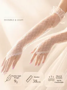 Braut spitze fingerlose handschuhe netz transparenter tüll hochzeit party abend lange ärmel