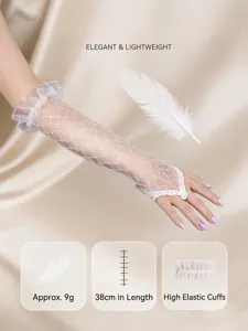 Elegante weiße spitze fingerlose handschuhe braut netz ärmel für hochzeit party.