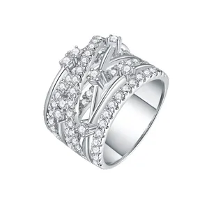 Ampio anello incrociato a più fili in argento 925 moissanite gioielli moda lusso