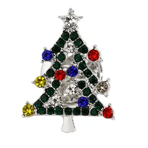 Broche sapin de noël strass cristal mode festive vêtements accessoires épingle