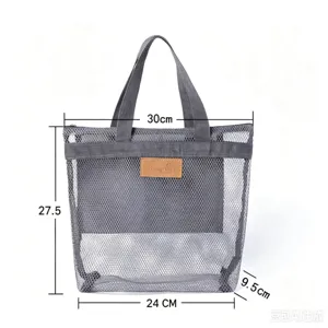 Graue Netz Strandtasche Reise Handtasche mit praktischen Griffen und grossem Stauraum.