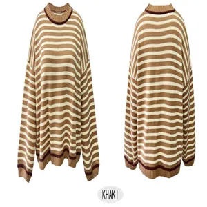 Losgebreide damestrui met kleurblokstrepen, comfortabele casual pullover met lange mouwen.