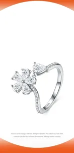 Élégant Bague Fleur Moissanite Argent S925 Taille Poire Bijou Tendance pour Femme