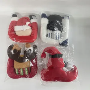 Weihnachten Cartoon Weihnachtsmann Schneemann Rentier Vorhang Schnalle Plüsch Detail