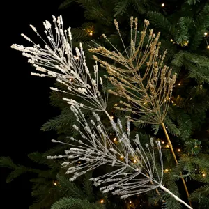 Ramas de Purpurina Navideñas Para Decoración de Árbol de Navidad Fuegos Artificiales Borla Espiga de Trigo Ramas Para Arreglo Floral DIY Hogar Fiesta