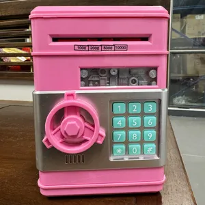 Tirelire coffre-fort jouet électronique rose avec clavier pour enfants économiser l'argent