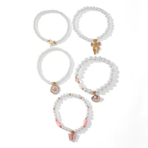 Summer beach pearl beaded bracelet set starfish shell pendant cute fashion jewelry for women