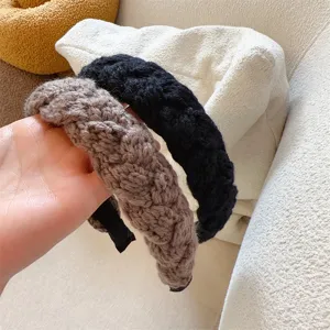 Diadema de punto retro para mujer otoño invierno banda ancha para el pelo accesorio de moda