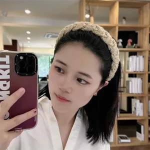 Cintillo de pelo ancho de punto retro, diadema trenzada gruesa para mujeres otoño invierno.