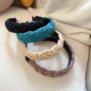 Diadema de lana tejida ancha retro para mujer otoño e invierno accesorio para pelo