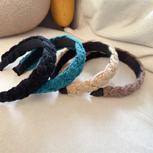 Diadema trenzada de punto retro para mujer, banda de pelo ancha de invierno bonita.