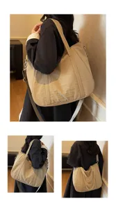Details of the large capacity canvas tote bag, versatile shoulder bag for women daily use.