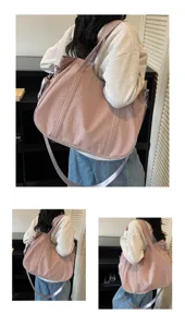 Large capacity canvas shoulder tote bag for women casual stylish crossbody bag daily use