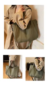 Large capacity canvas tote bag for women, stylish shoulder and crossbody bag for daily use