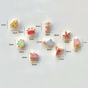 Groessentabelle fuer suesse Meerestier Ohrstecker aus Edelstahl mit Zirkon und Opal Steinen.