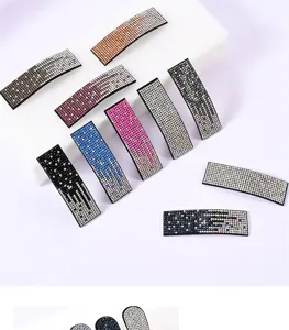 Set di mollette per capelli con strass brillanti, eleganti fermagli rettangolari in cristallo.