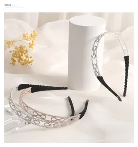 Elegant rhinestone crystal hair hoop Korean style alloy headband for women fashion accessories.