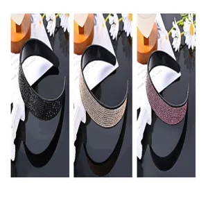 European and American luxury rhinestone headband wide full diamond hair hoop multi-color
