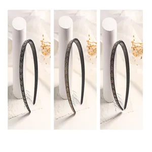 Detailed view of fashion rhinestone fishbone pattern headband, elegant hair hoop for women daily wear.