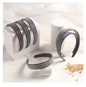 Crystal Rhinestone Headband Fishbone Pattern Hair Hoop Elegant Hair Accessories for Women