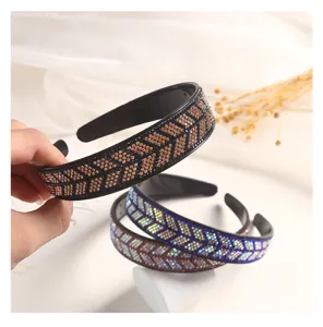 Crystal Rhinestone Fishbone Pattern Headband Women Fashion Luxury Hair Hoop Hair Accessories