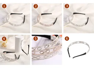 Elegant crystal rhinestone hairband Korean style fashion alloy hair hoop for women and girls.