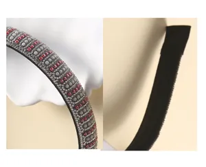 Rhinestone pearl headband detail shot, featuring sparkling colorful beads and fine crystal accents.