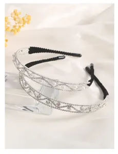Double layer rhinestone pearl headband Korean style elegant alloy hair hoop fashion hair accessories