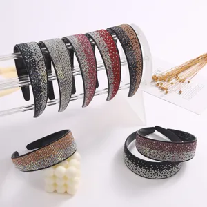 Rhinestone Paved Gradient Headband Non-Slip Wide Hair Hoop Sparkling Crystal Hair Accessories For Women Daily Wash Face