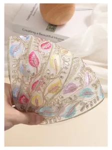 Diadema de plumas bordadas a mano base de cristal accesorios para el cabello de moda