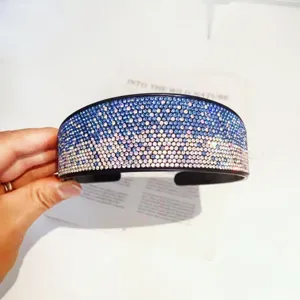 Gradient rhinestone wide headband sparkle crystal hair hoop for women anti-slip hair accessories