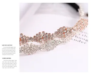 Korean luxury rhinestone headband, sparkling alloy hair accessory for elegant women.