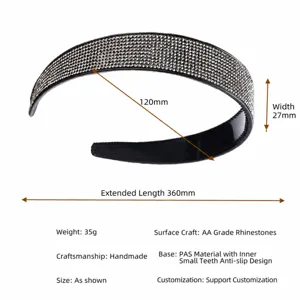 Elegant rhinestone headband for women, wide crystal hair hoop fashion hair accessories.