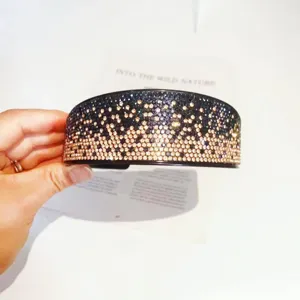 Wide rhinestone gradient headband for women sparkling crystal hair hoop non-slip hair accessories