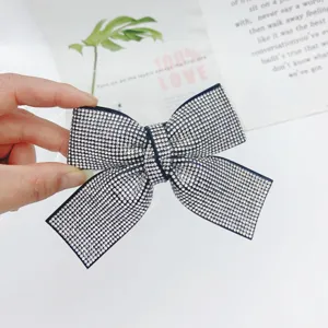 Korean sparkling rhinestone bow hair clip elegant crystal barrette hair accessory for women