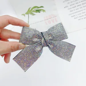 Rhinestone bow hair clip sparkling crystal spring hairpin elegant hair accessories for women.
