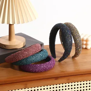 Fashion High Crown Headband With Water Drop Gemstone Luxury Padded Hair Hoop Elegant Daily Hair Accessories For Women