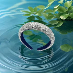 Silver sequin padded headband, high cranial top sparkle hair hoop for women and girls fashion.