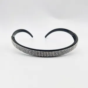 Black rhinestone headband sparkling crystal hair hoop elegant hair accessories for women 13cm
