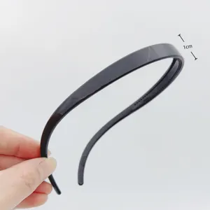 Black plastic hair hoop with non-slip teeth, 1cm width basic DIY handmade hair accessory.